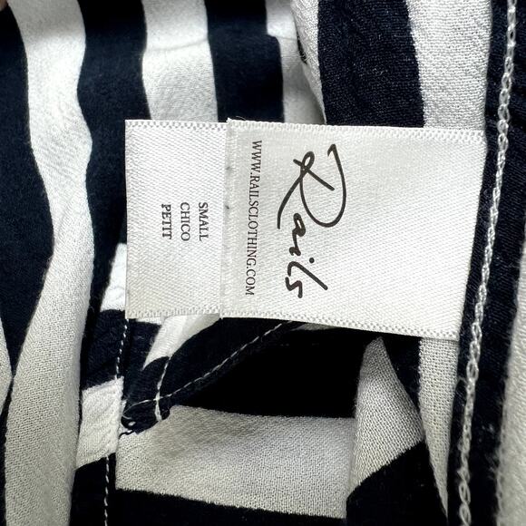 Rails Colette Blue White Block Stripe tie-Neck Sailor Nautical Blouse Small - Picture 4 of 4